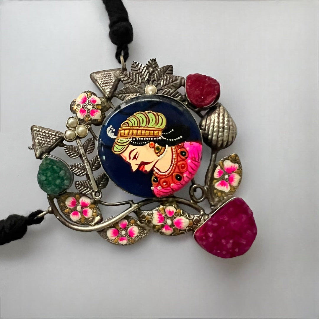 AKBAR  BIJOUX EXCLUSIVE RUSTIC  HANDMADE AND HAND PAINTED RAW STONE CHOKER/NECKPIECE CH87