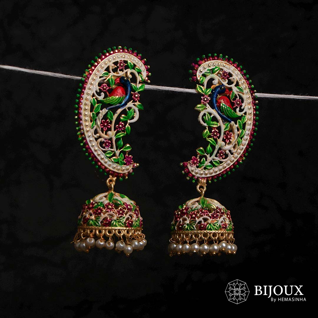 HITA GOLD TONE SEMI HANDMADE EARRINGS/JHUMKAS ER604