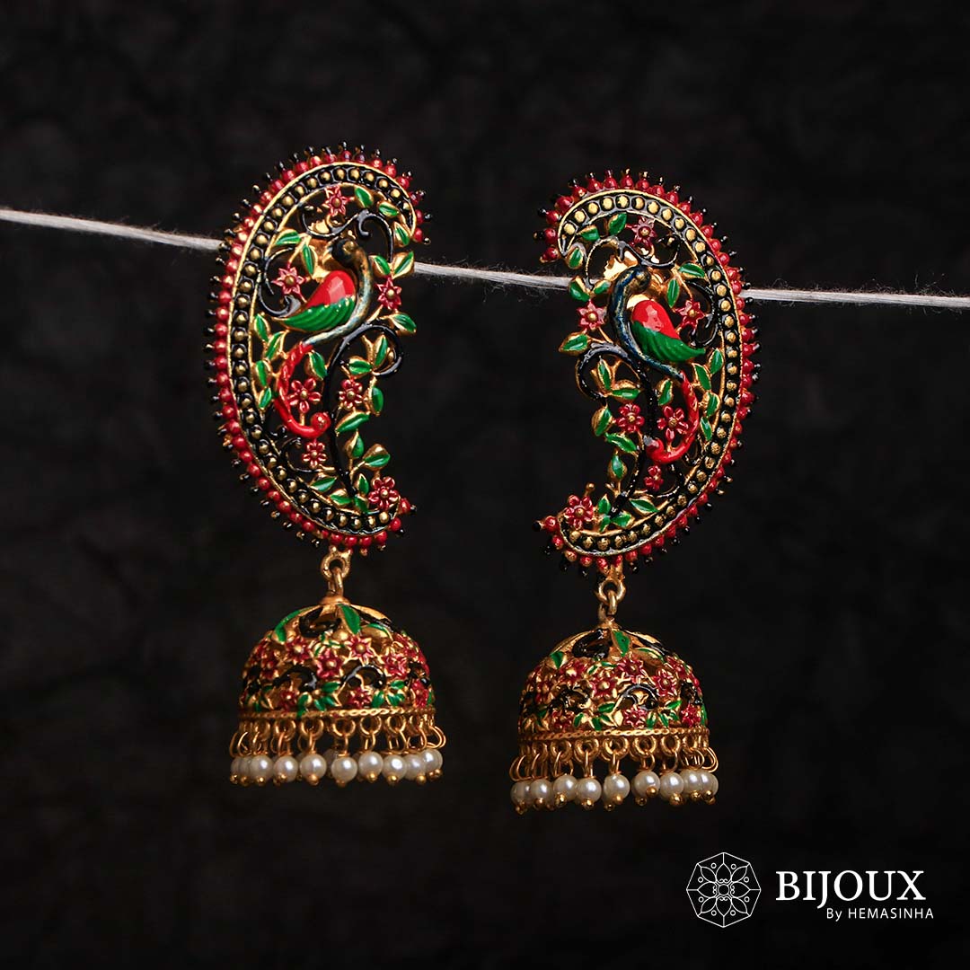 HITA GOLD TONE SEMI HANDMADE EARRINGS/JHUMKAS ER604