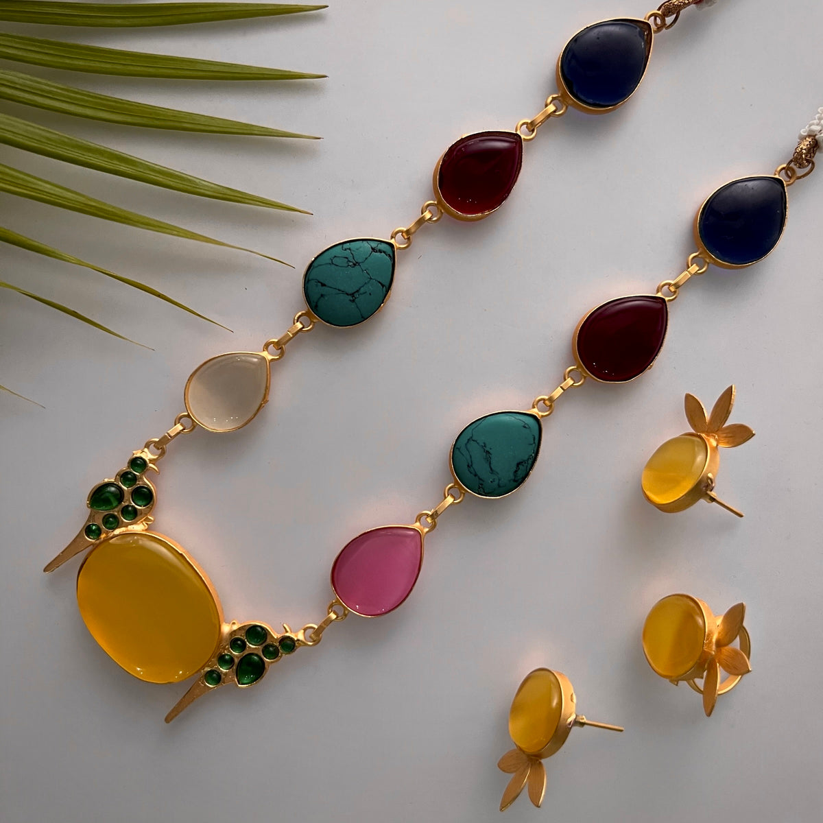 ROXANIA SET RING EARRING AND NECKLACE HANDMADE GOLD TONED PREMIUM NECKLACE/NECKPIECE EARRING SET NL30