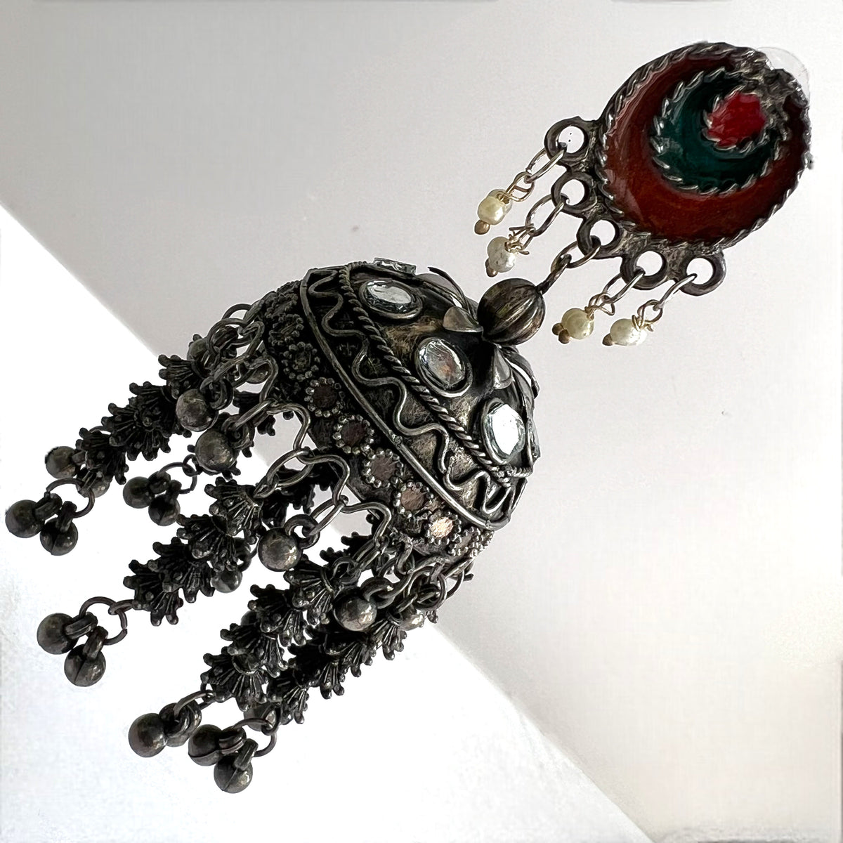 CIRCLE CUTY AFGHANI MEENA RAW AND RUSTIC AND VINTAGE JUMBO JHUMKAS AF32