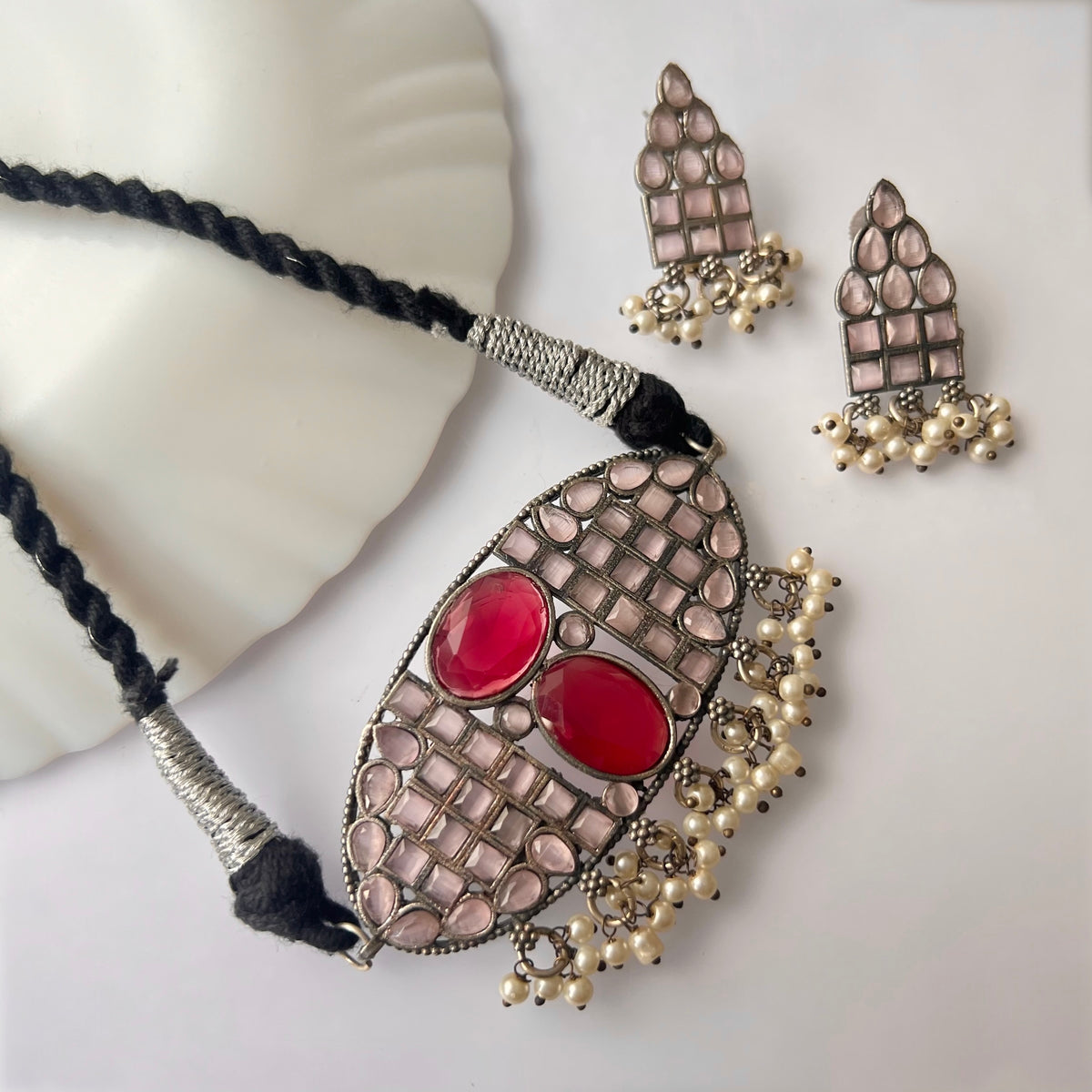 MATINA BIJOUX PREMIUM AND EXCLUSIVE SEMI HANDMADE CHOKER WITH EARRINGS CH91