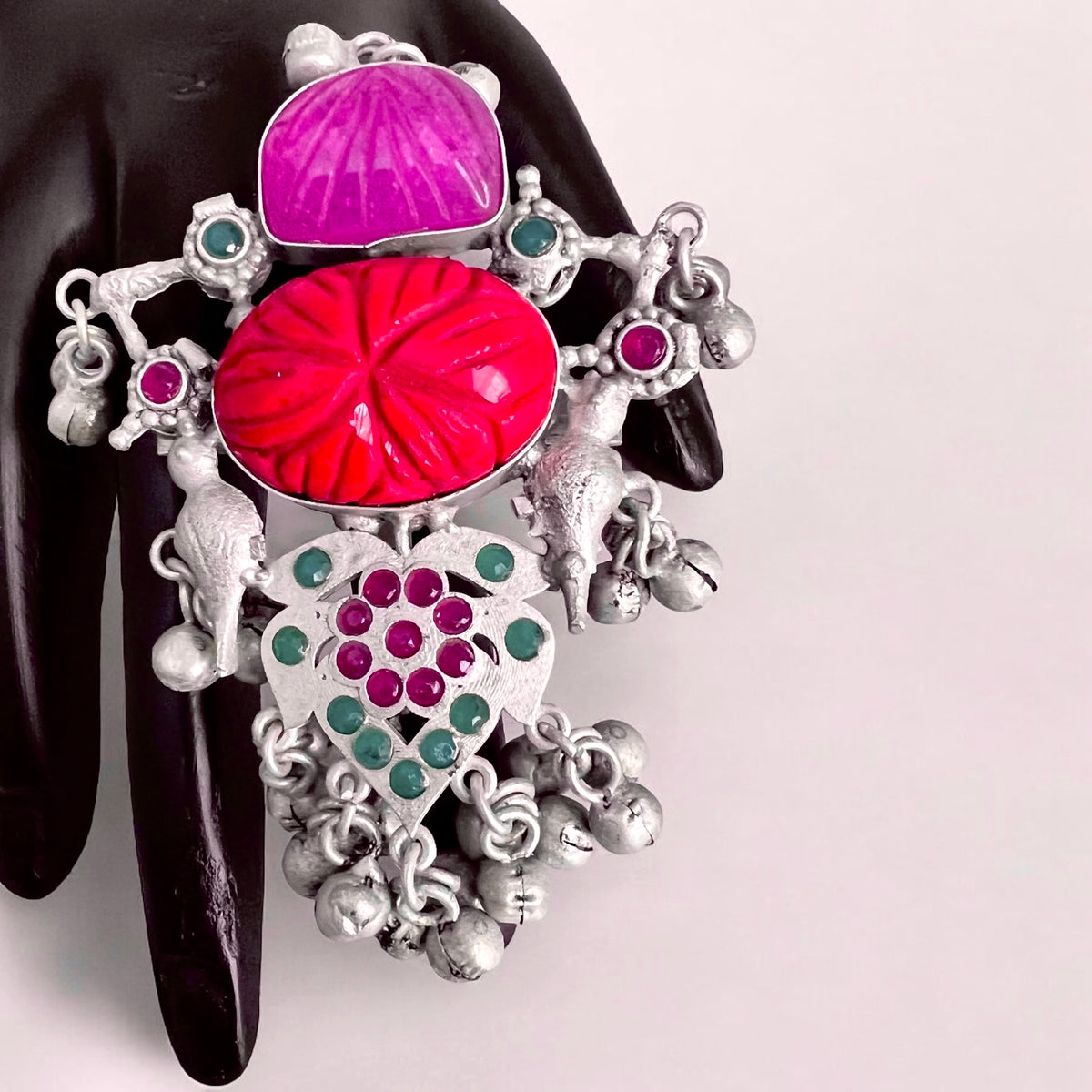 RITHANA PREMIUM HANDMADE NATURAL STONES SILVER POLISH RING R53