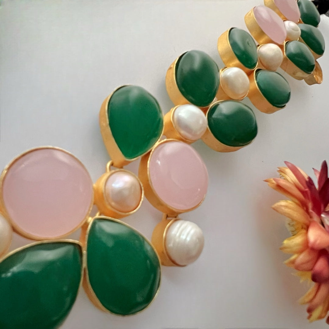 BAGYA BIJOUX PREMIUM AND EXCLUSIVE HANDMADE MONALISA CHOKER WITH EARRINGS CH405