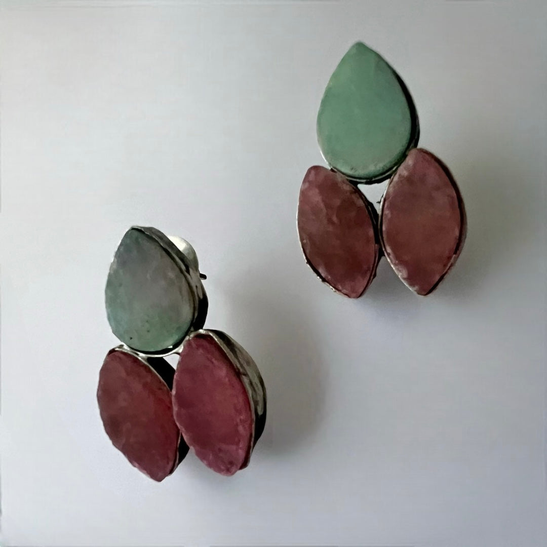 VARKAMA BIJOUX  EXCLUSIVE HANDMADE RAW STONE RUSTIC CHOKER WITH EARRINGS CH84