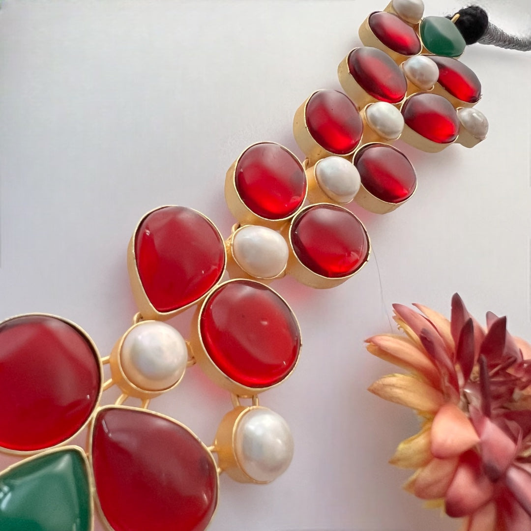 BAGYA BIJOUX PREMIUM AND EXCLUSIVE HANDMADE MONALISA CHOKER WITH EARRINGS CH405