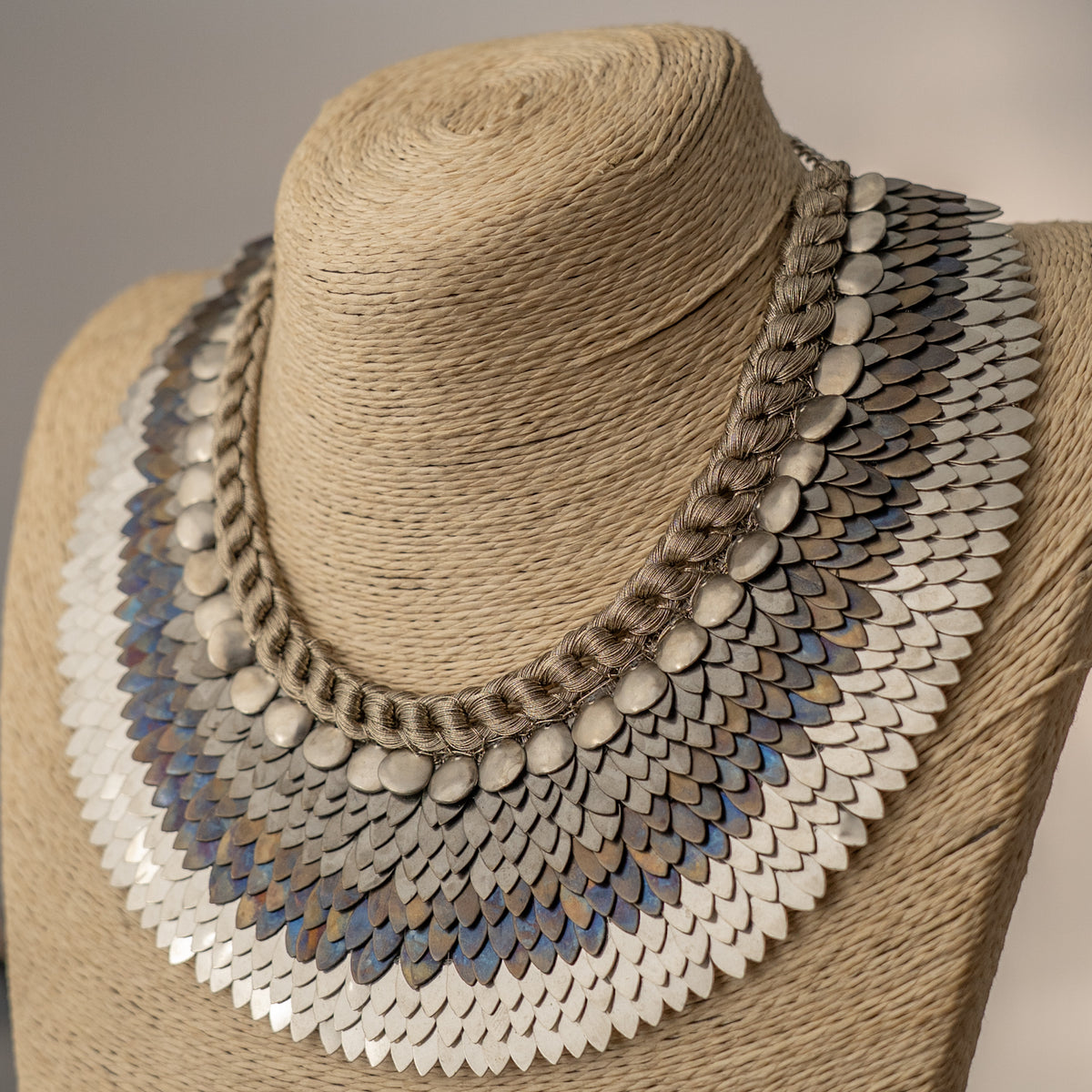 ELLA BIJOUX PREMIUM BRASS FLAKES HANDMADE ANTIQUE NECKPIECE/NECKLACE WITH EARRING NL274