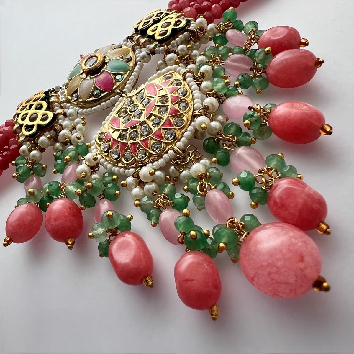 REETHANA BIJOUX PREMIUM HANDMADE CHOKER WITH EARRINGS AND TIKKA CH395