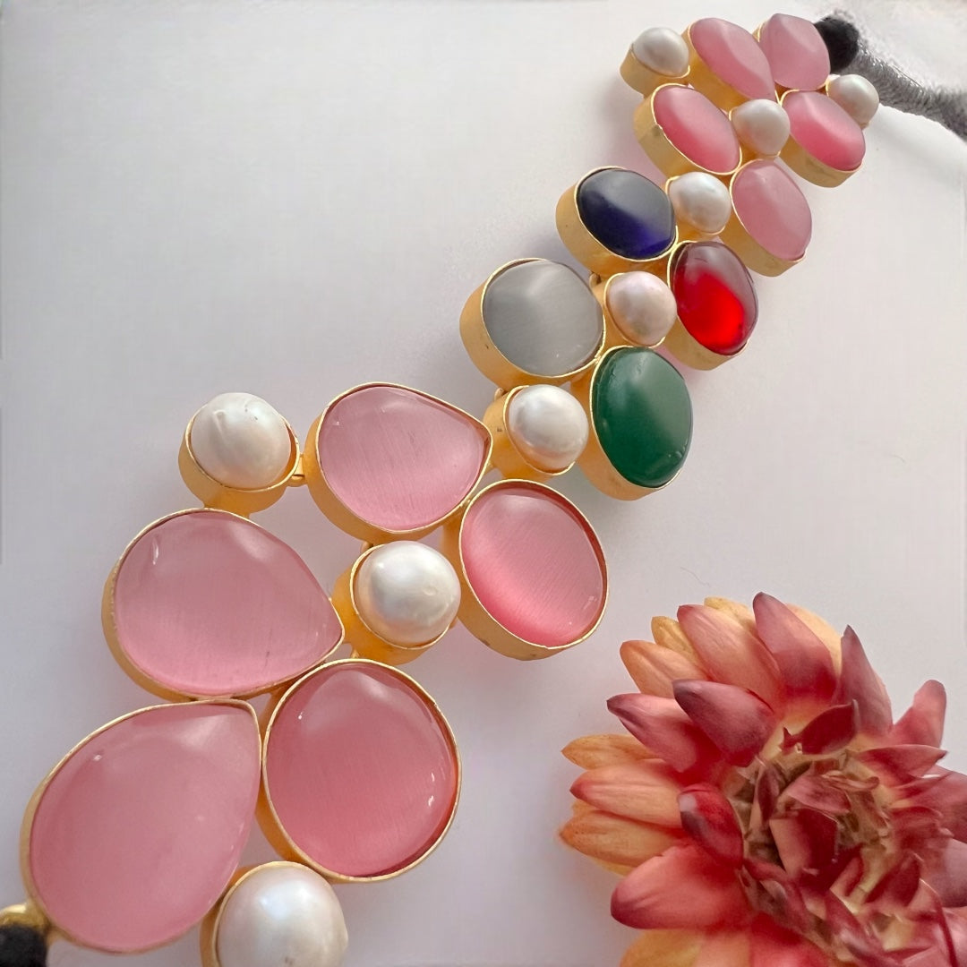 BAGYA BIJOUX PREMIUM AND EXCLUSIVE HANDMADE MONALISA CHOKER WITH EARRINGS CH405