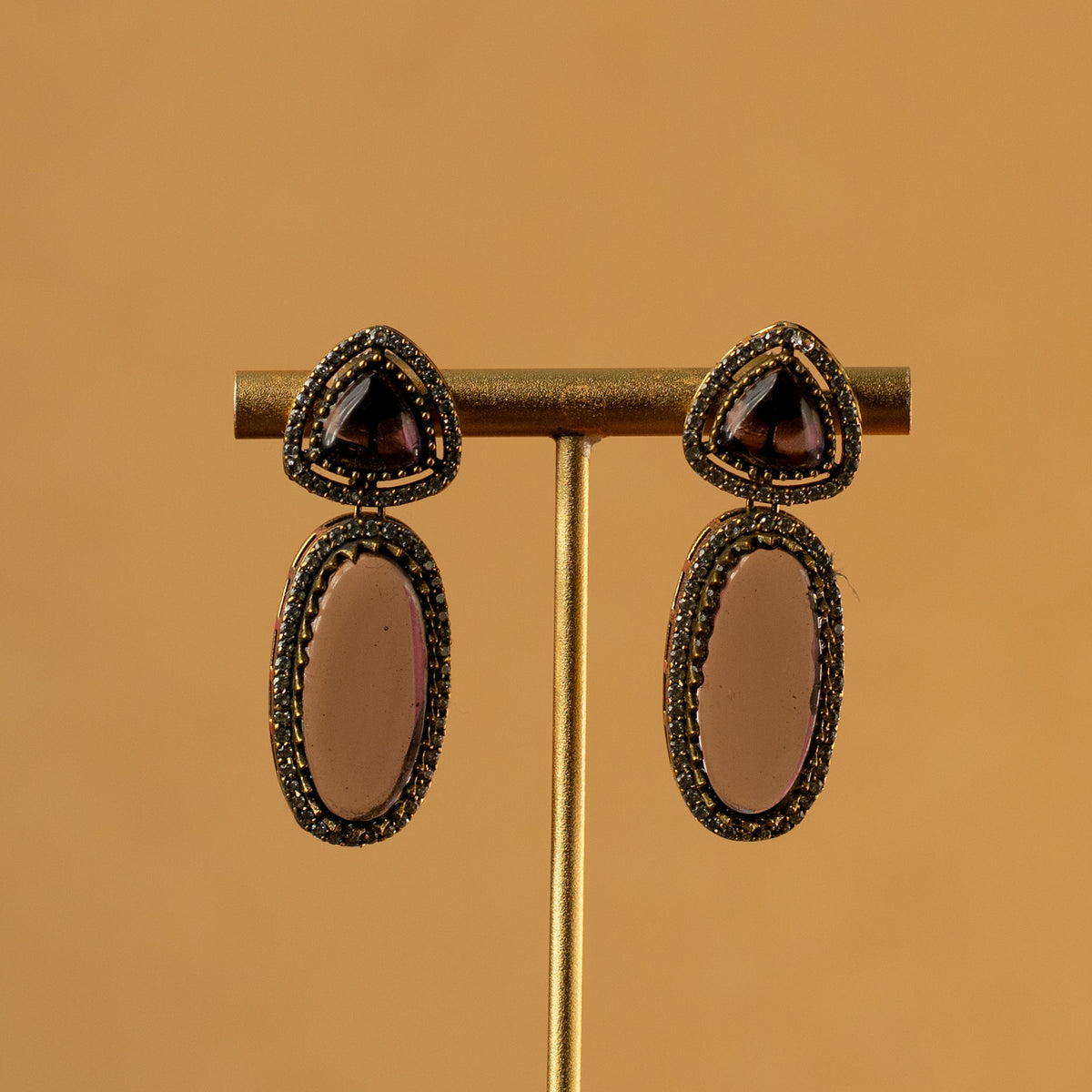 RITUNA SEMI HANDMADE MONALISA STONES NECKPIECE/NECKLACE EARRINGS NL322