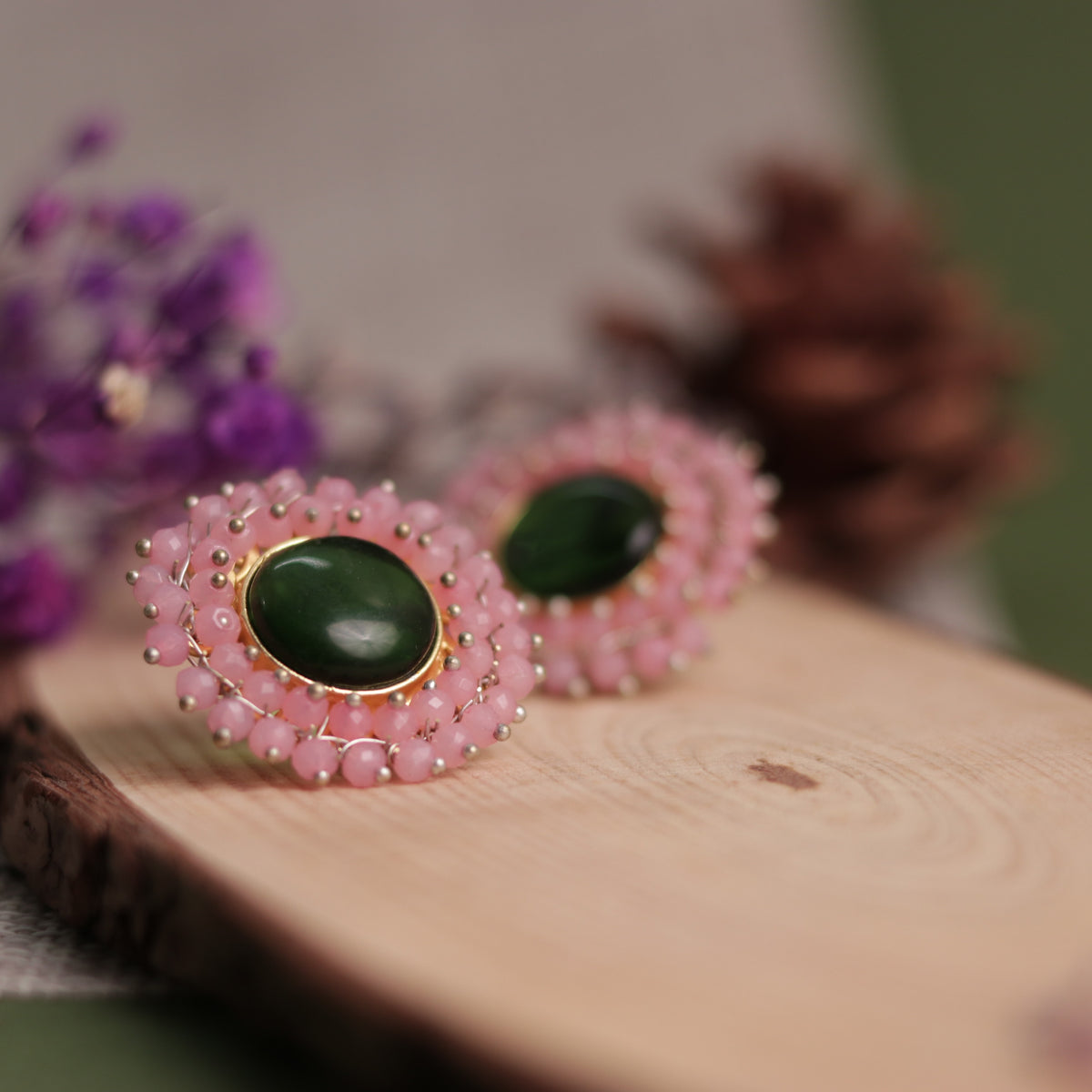 NIRASHA BIJOUX HANDMADE MONALISA MINIMALIST CHOKER WITH EARRINGS CH45