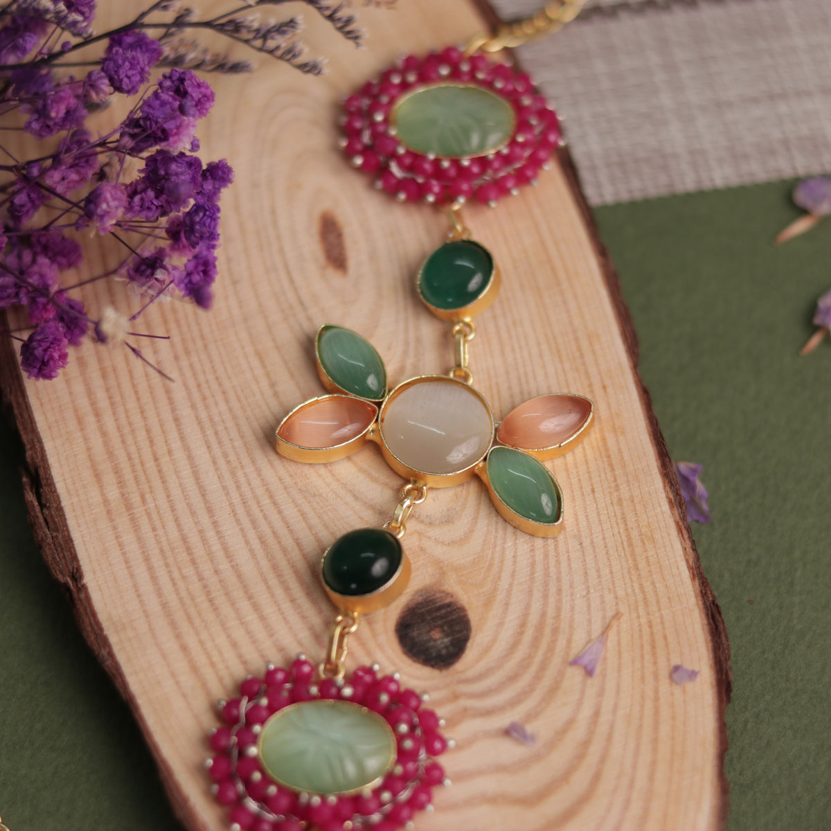 NIRASHA BIJOUX HANDMADE MONALISA MINIMALIST CHOKER WITH EARRINGS CH45