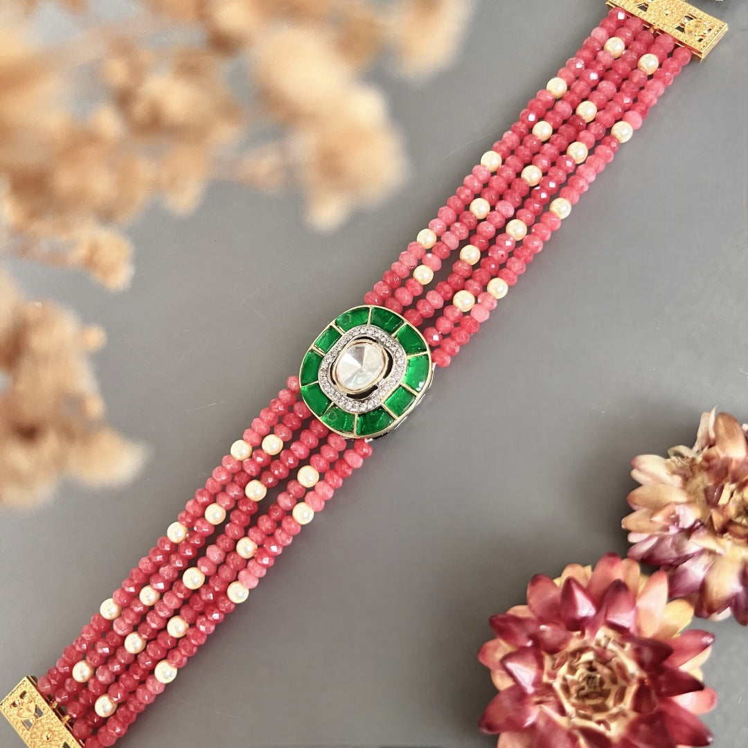 MARIA ONEX BEADS LAC AND POLKI BIJOUX PREMIUM AND EXCLUSIVE HANDMADE CHOKER CH400