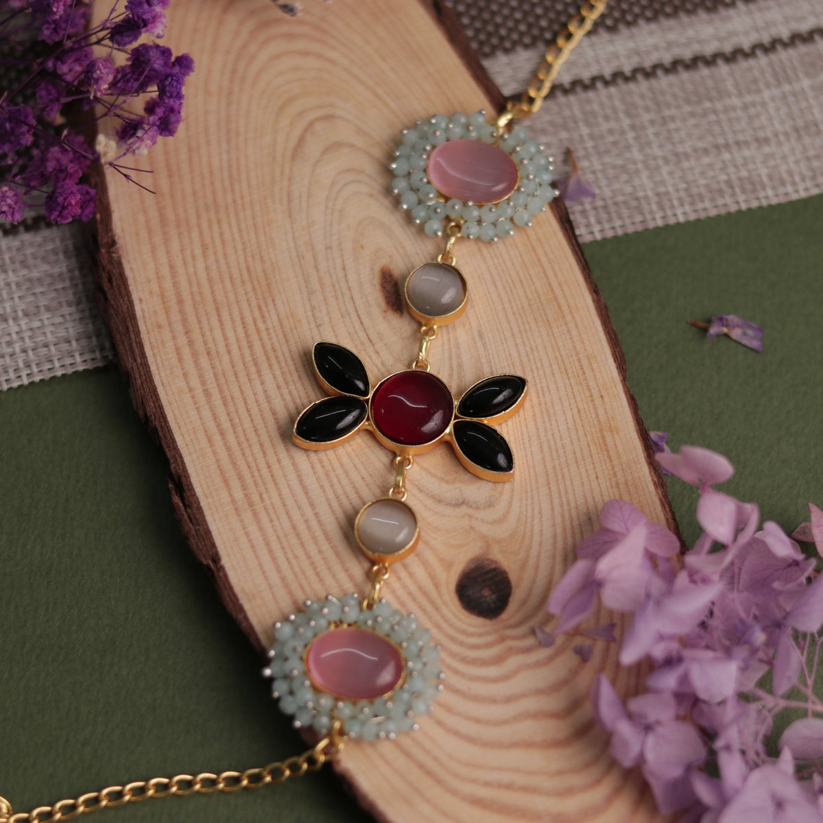 NIRASHA BIJOUX HANDMADE MONALISA MINIMALIST CHOKER WITH EARRINGS CH45