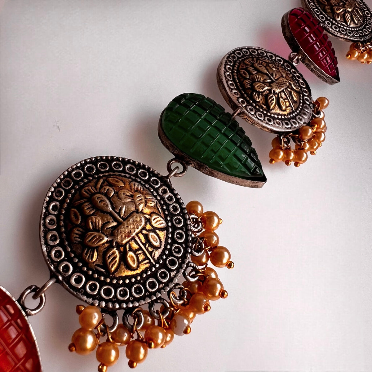 RITHANA BIJOUX PREMIUM AND EXCLUSIVE HAND HAMMERED HANDMADE CHOKER WITH EARRINGS CH101