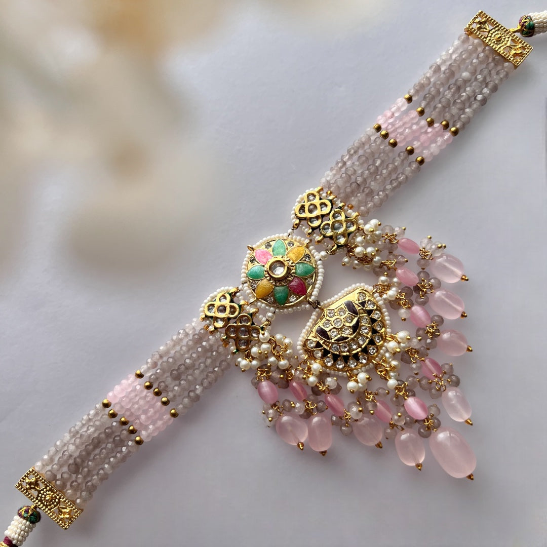 REETHANA BIJOUX PREMIUM HANDMADE CHOKER WITH EARRINGS AND TIKKA CH395