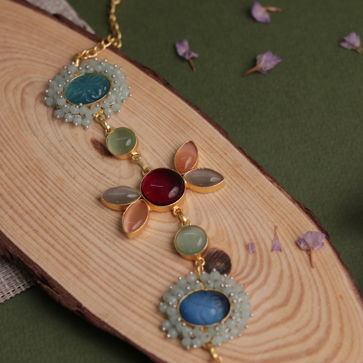 NIRASHA BIJOUX HANDMADE MONALISA MINIMALIST CHOKER WITH EARRINGS CH45