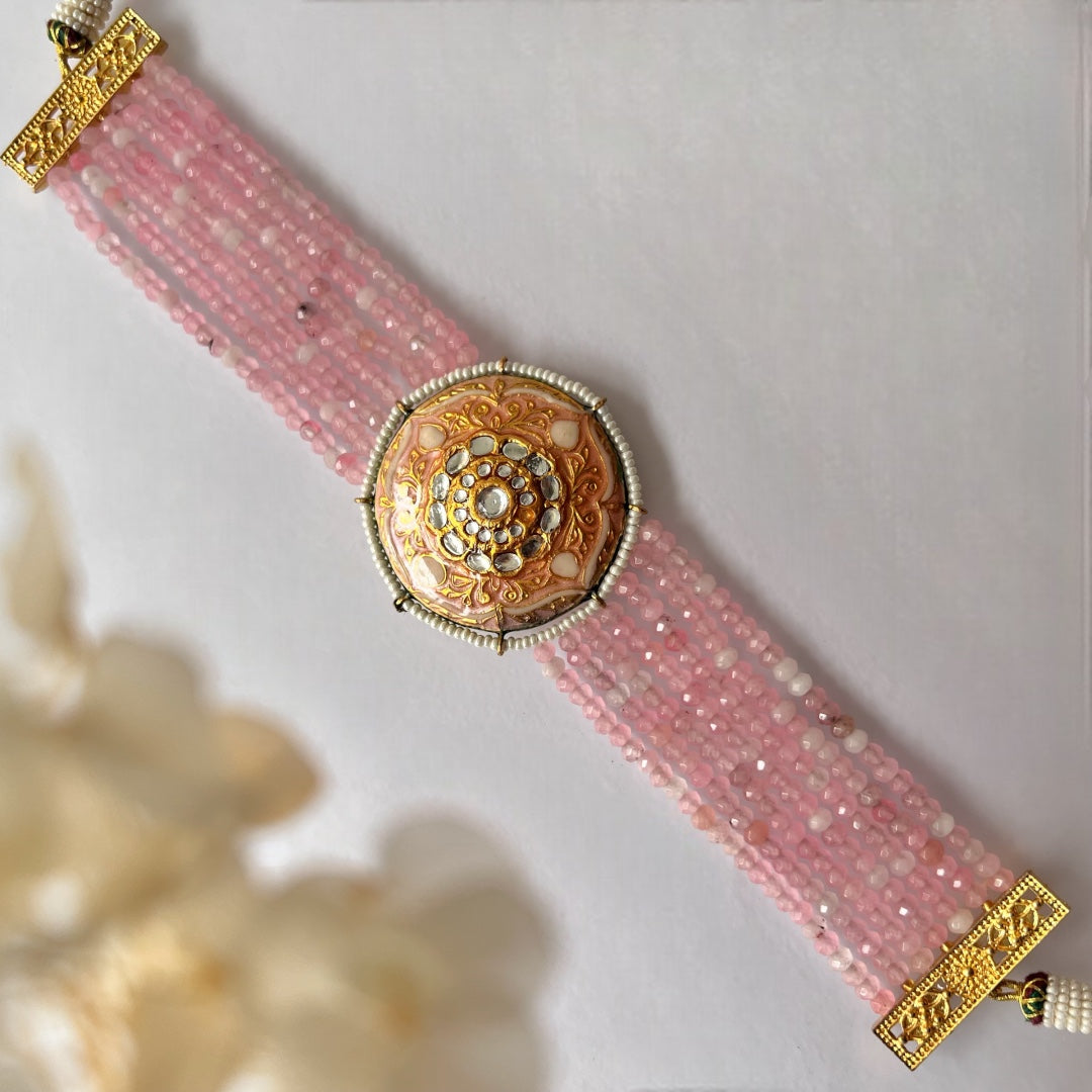 JADE ONEX BEADS LAC AND KUNDAN BIJOUX PREMIUM AND EXCLUSIVE HANDMADE CHOKER WITH EARRINGS CH397