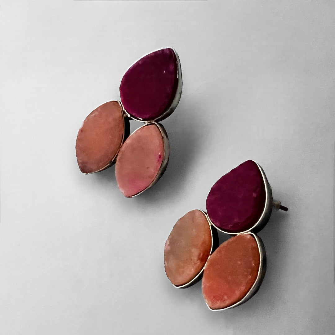 VARKAMA BIJOUX  EXCLUSIVE HANDMADE RAW STONE RUSTIC CHOKER WITH EARRINGS CH84