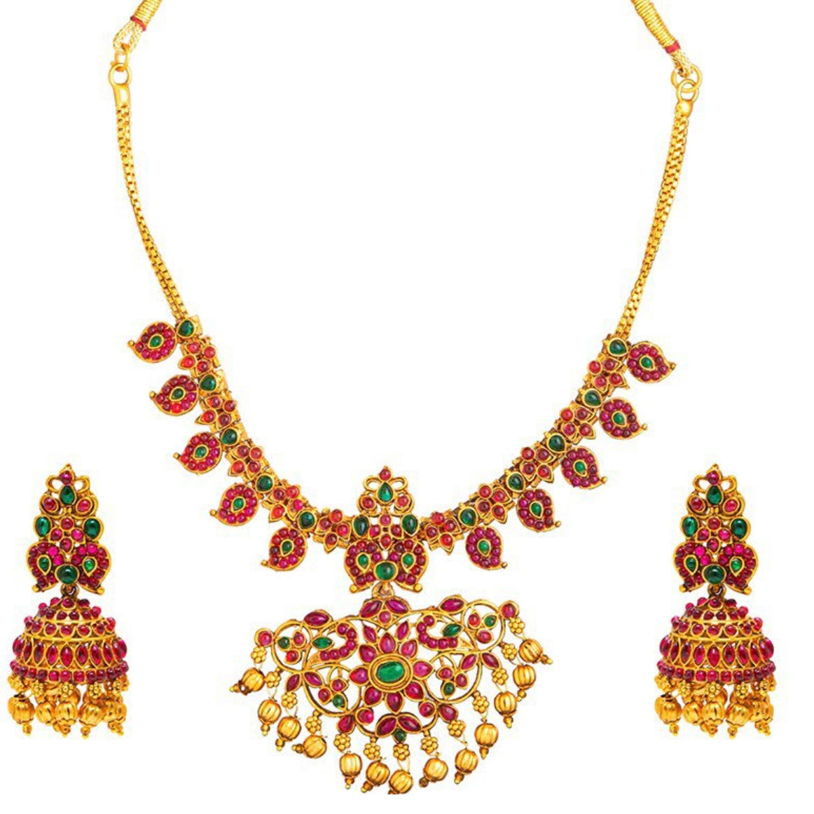 SALOME GOLD TONED ANTIQUE FINISH NECKLACE WITH EARRINGS NL230