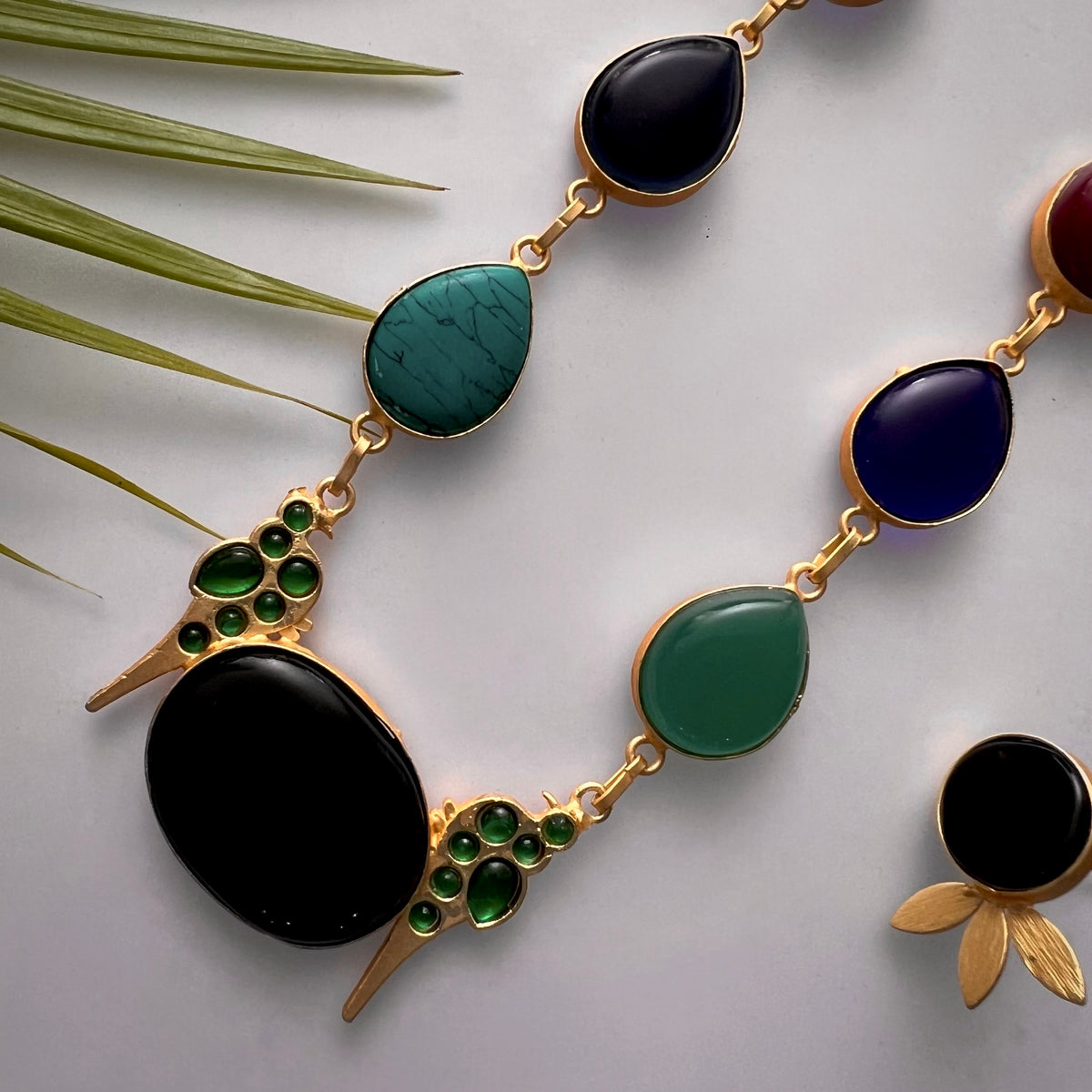 ROXANIA SET RING EARRING AND NECKLACE HANDMADE GOLD TONED PREMIUM NECKLACE/NECKPIECE EARRING SET NL30