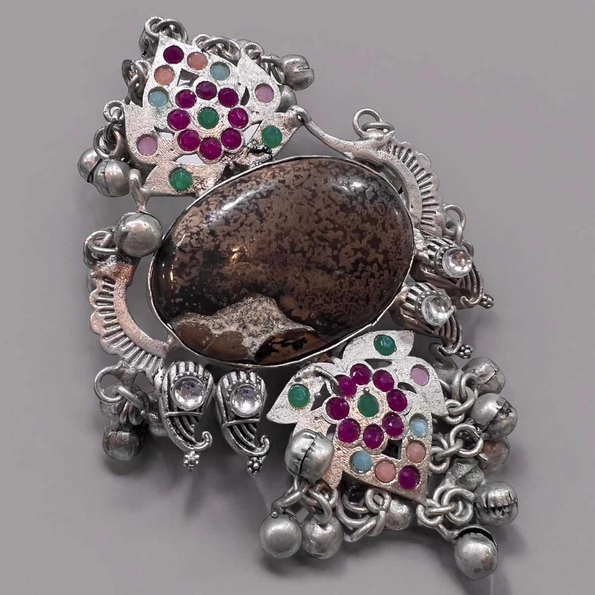 NIRAA PREMIUM HANDMADE NATURAL STONES SILVER POLISH RING R58