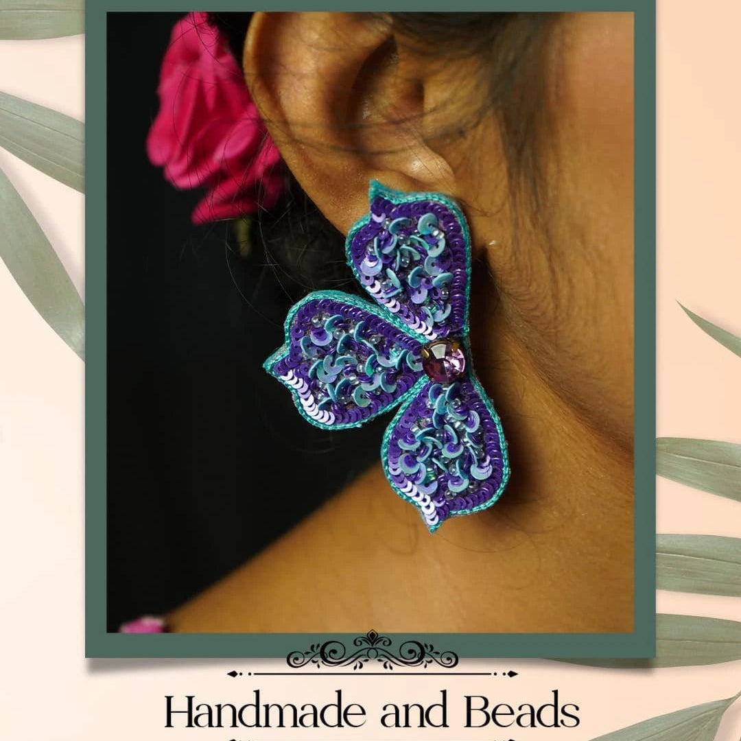 ADELINE FABRIC AND BEADS HANDMADE EARRING ER854