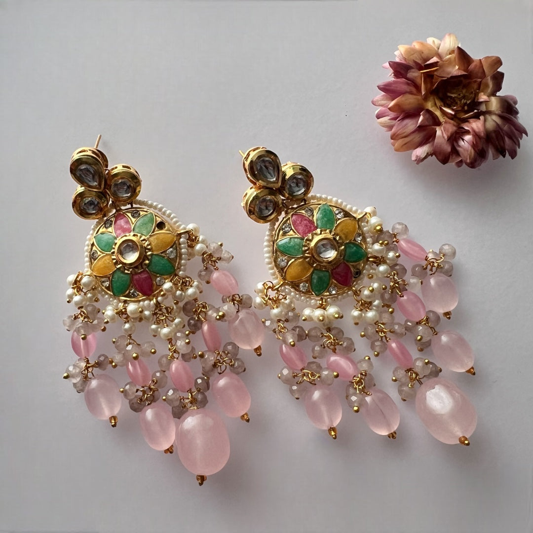 REETHANA BIJOUX PREMIUM HANDMADE CHOKER WITH EARRINGS AND TIKKA CH395