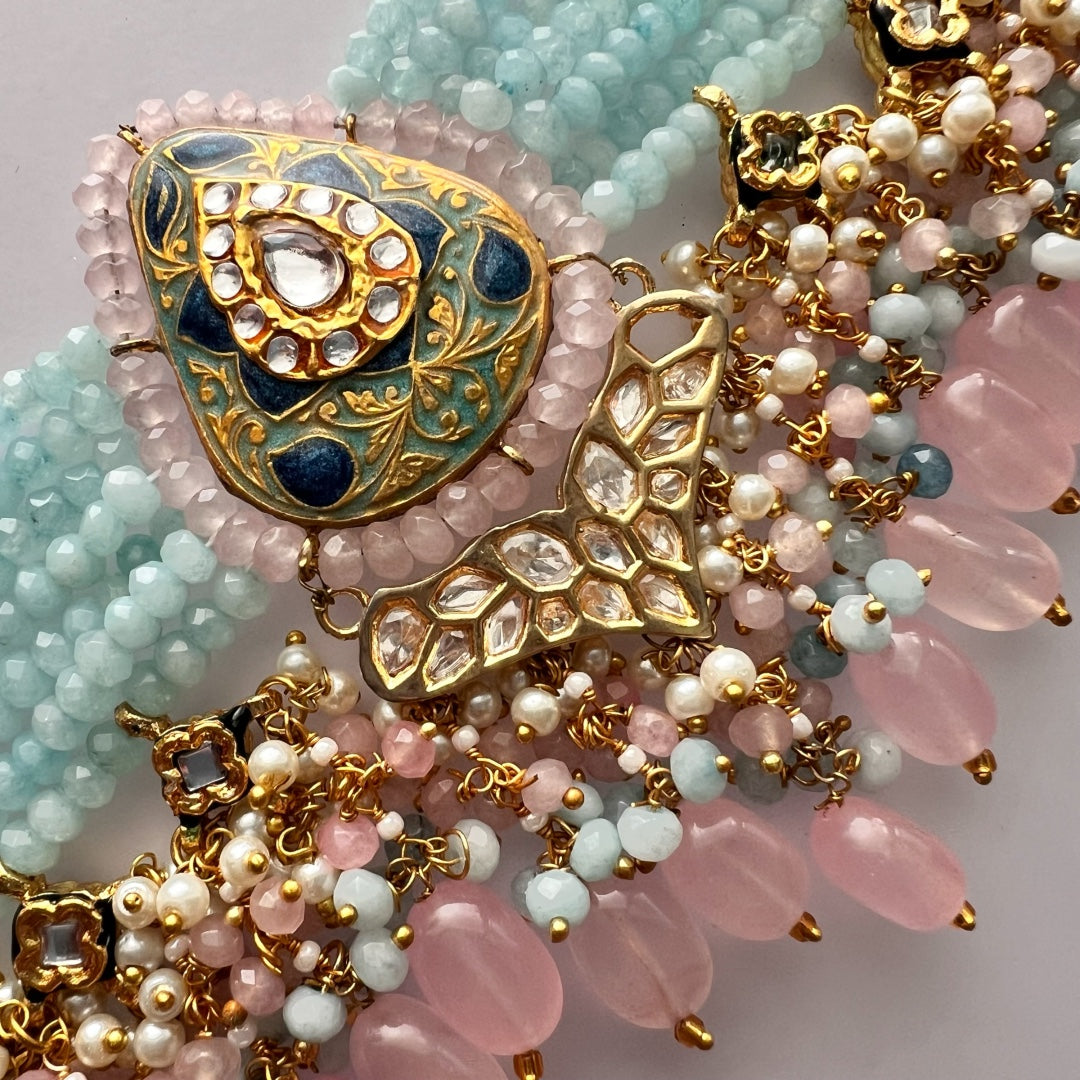 NIKILA ONEX BEADS LAC AND KUNDAN BIJOUX PREMIUM AND EXCLUSIVE HANDMADE CHOKER WITH EARRINGS CH396