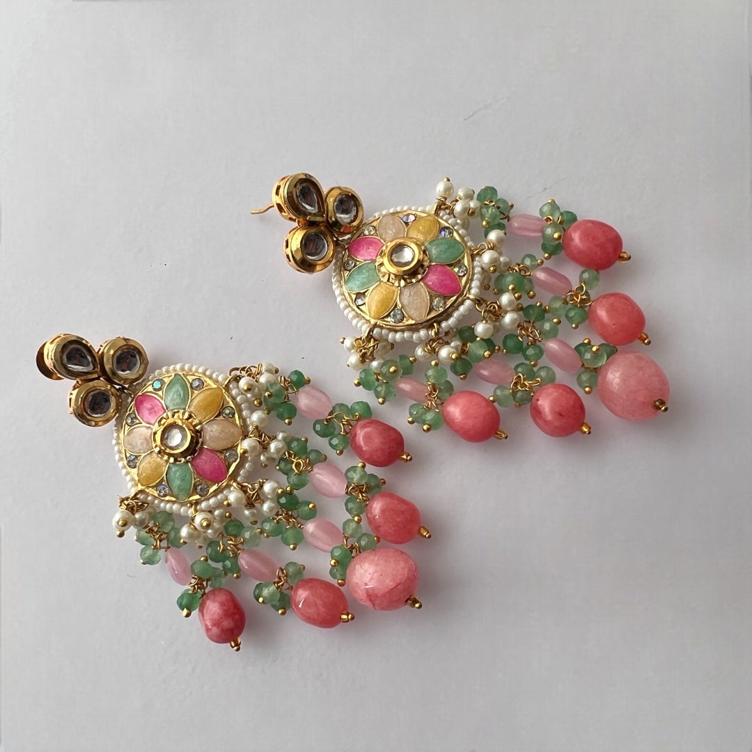 REETHANA BIJOUX PREMIUM HANDMADE CHOKER WITH EARRINGS AND TIKKA CH395