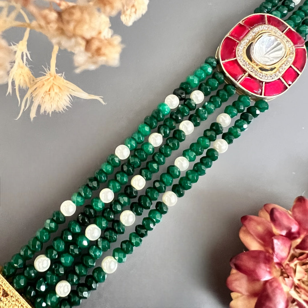 MARIA ONEX BEADS LAC AND POLKI BIJOUX PREMIUM AND EXCLUSIVE HANDMADE CHOKER CH400