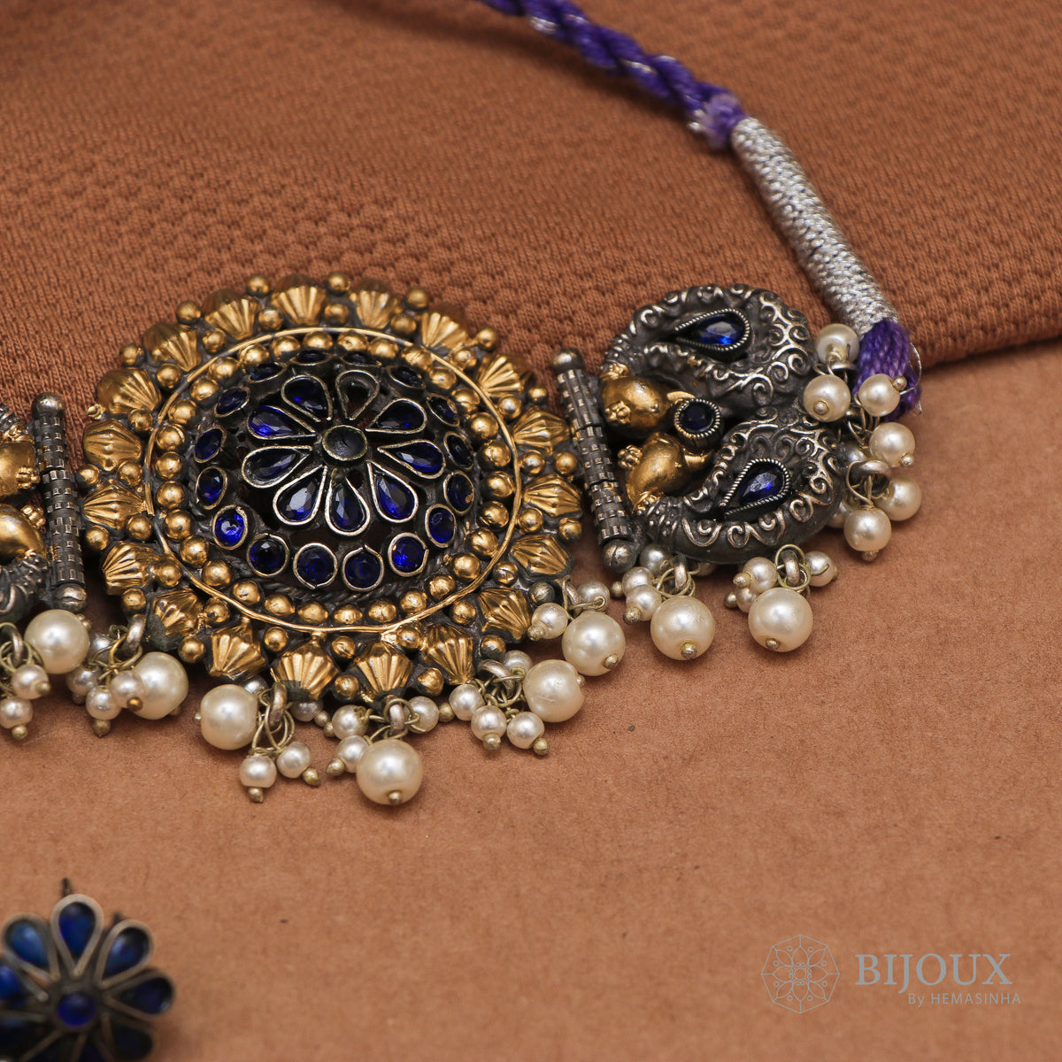 NEETA BIJOUX PREMIUM SEMI HANDMADE CHOKER WITH EARRINGS CH63