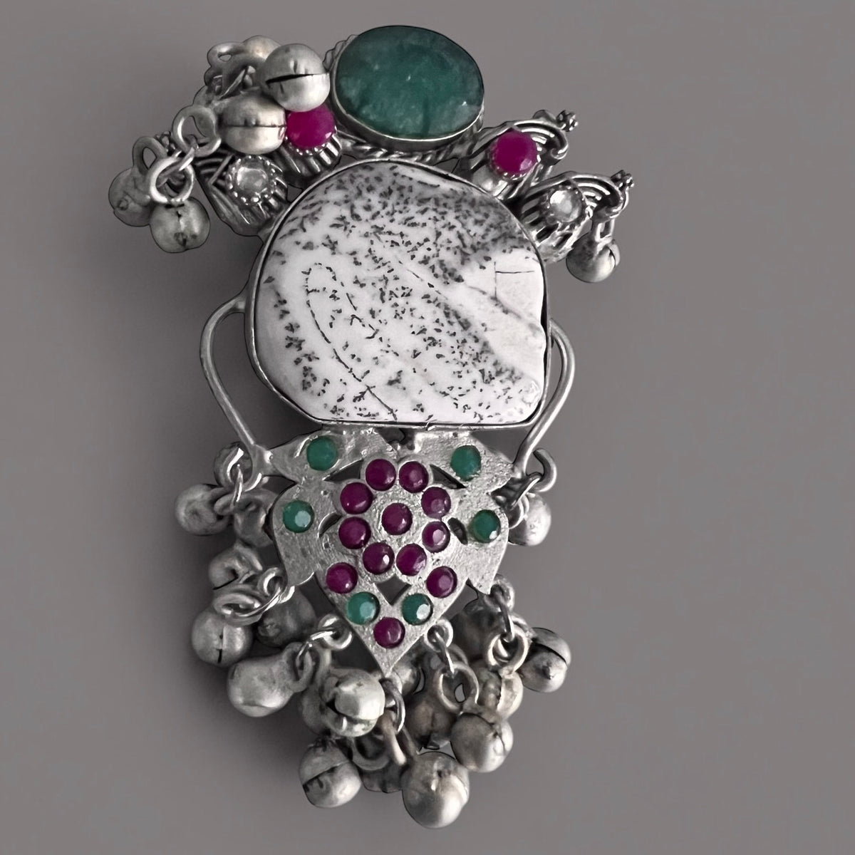 NIRU PREMIUM HANDMADE NATURAL STONES SILVER POLISH RING R54