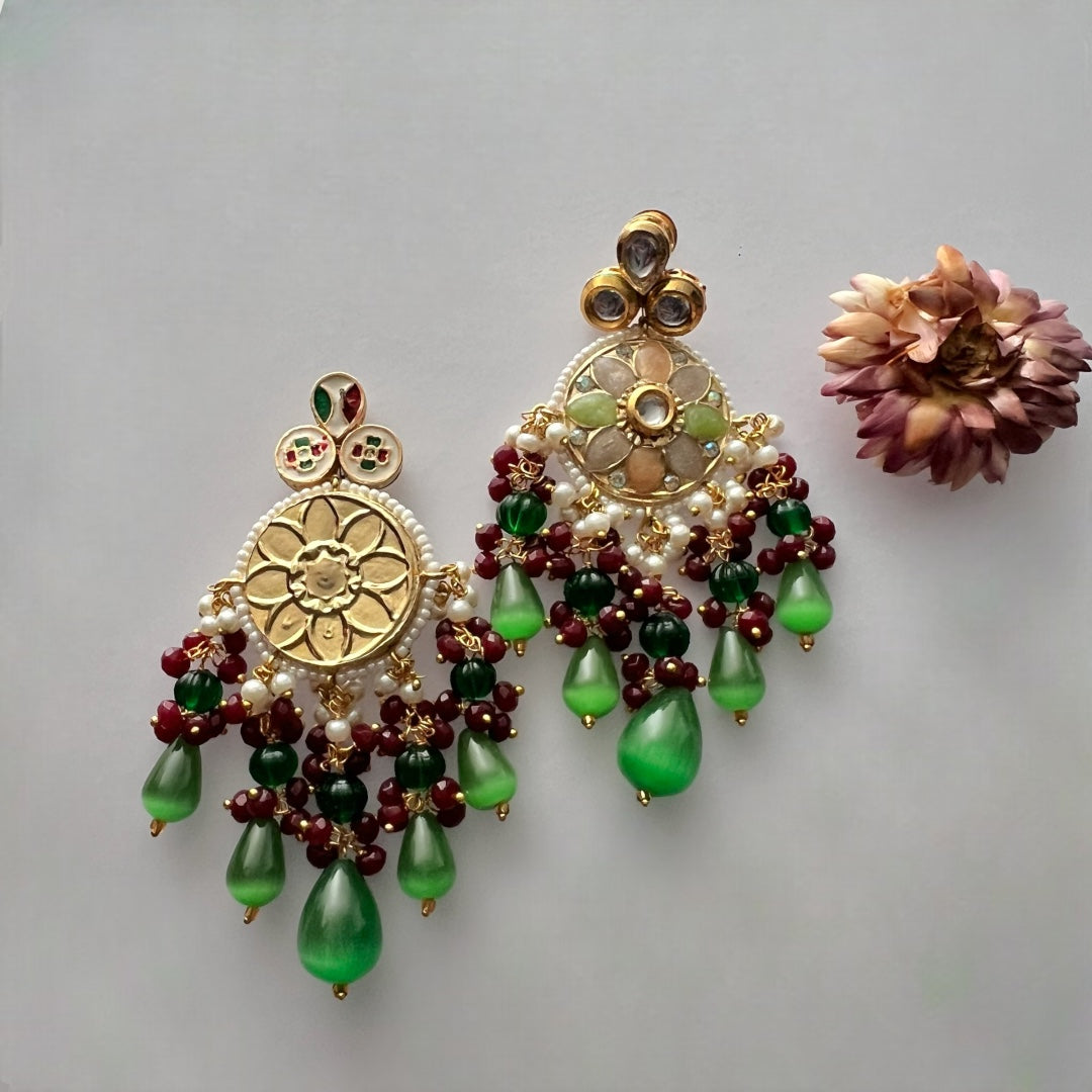 REETHANA BIJOUX PREMIUM HANDMADE CHOKER WITH EARRINGS AND TIKKA CH395