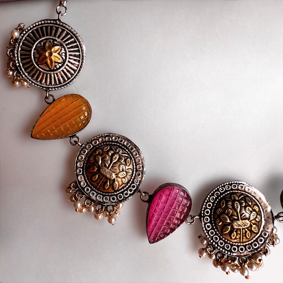 RITHANA BIJOUX PREMIUM AND EXCLUSIVE HAND HAMMERED HANDMADE CHOKER WITH EARRINGS CH101