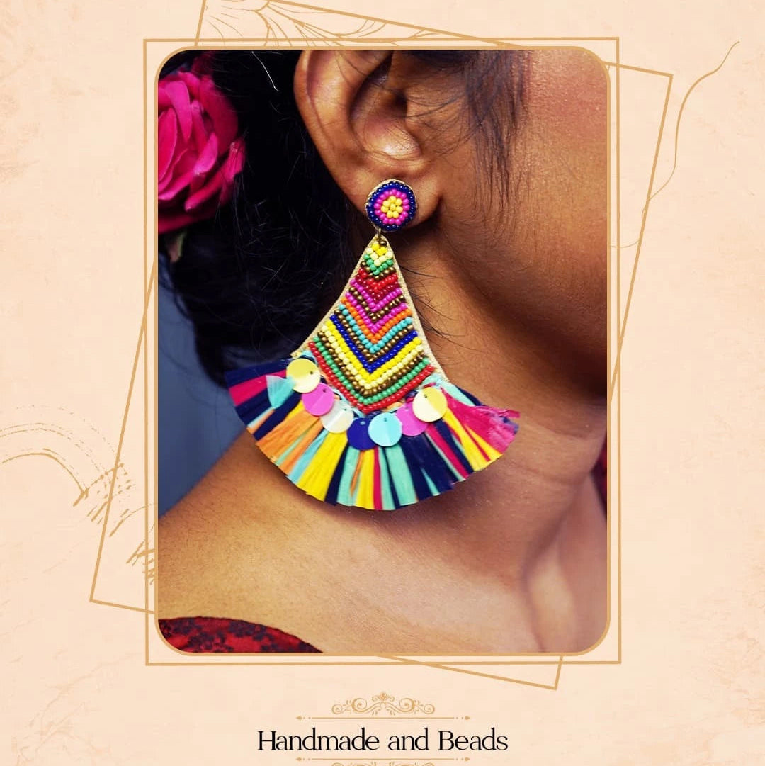 PRADE FABRIC AND BEADS HANDMADE EARRING ER476