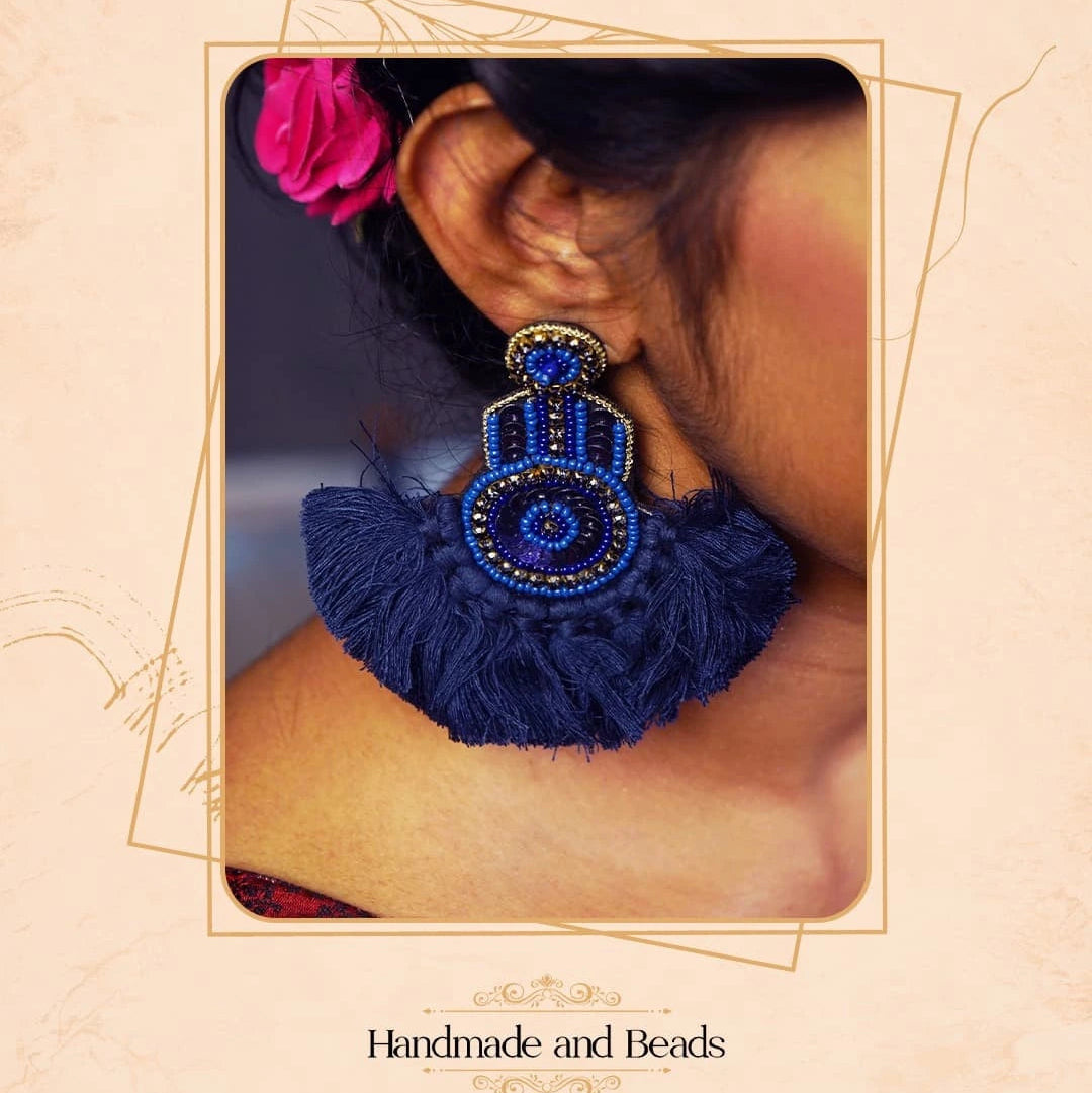 ERA FABRIC AND BEADS HANDMADE  EARRINGS/DANGLER ER546