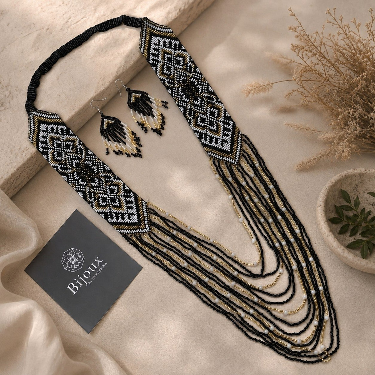 SOPHIE HANDMADE AFRO BEADED MALA/NECKPIECE ML236
