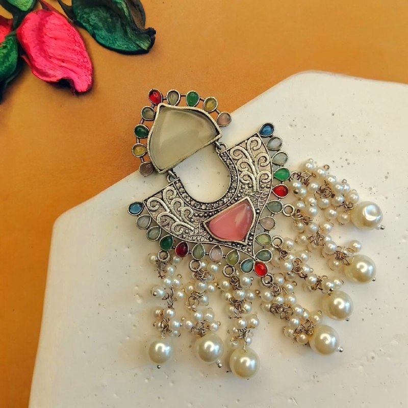 DARSHA SEMI HANDMADE OXIDIZED DANGLER EARRING ER377