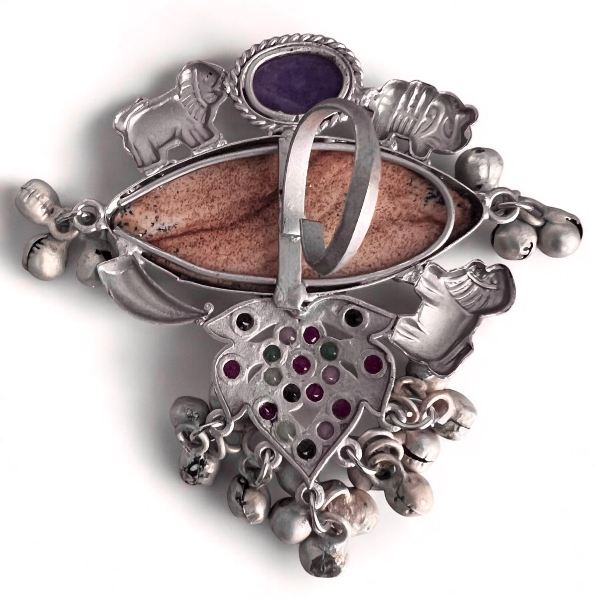 SOFIE PREMIUM HANDMADE NATURAL STONES SILVER POLISH RING R63