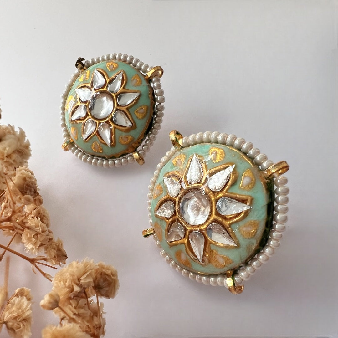 JADE ONEX BEADS LAC AND KUNDAN BIJOUX PREMIUM AND EXCLUSIVE HANDMADE CHOKER WITH EARRINGS CH397