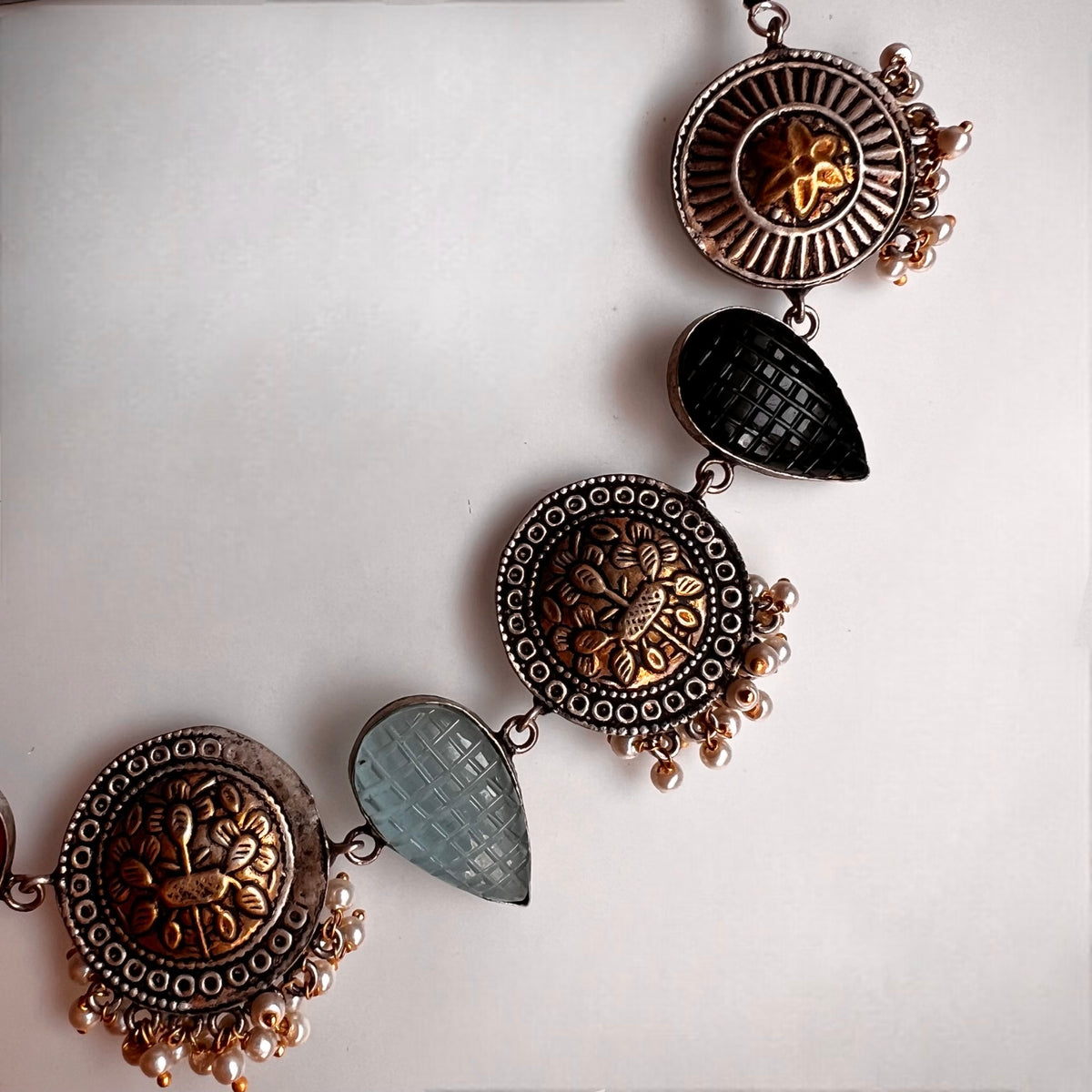 RITHANA BIJOUX PREMIUM AND EXCLUSIVE HAND HAMMERED HANDMADE CHOKER WITH EARRINGS CH101