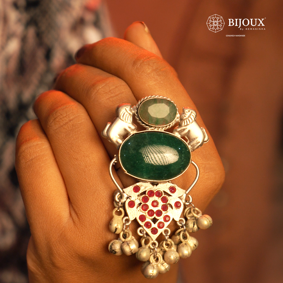 MAYRILA PREMIUM HANDMADE NATURAL STONES SILVER POLISH RING R60 DESIGN 7