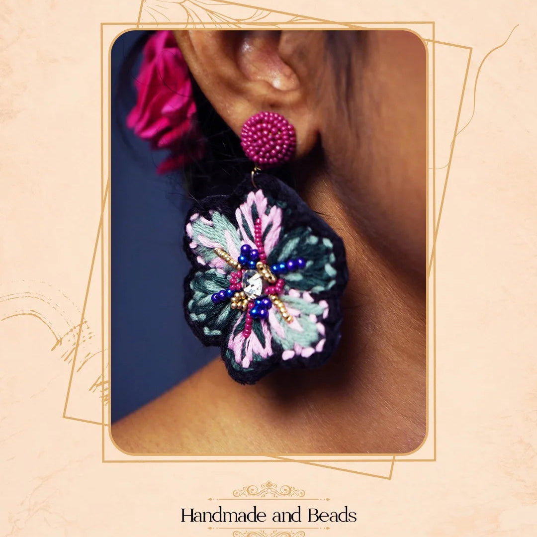 EVERLY FABRIC AND BEADS HANDMADE EARRING ER852