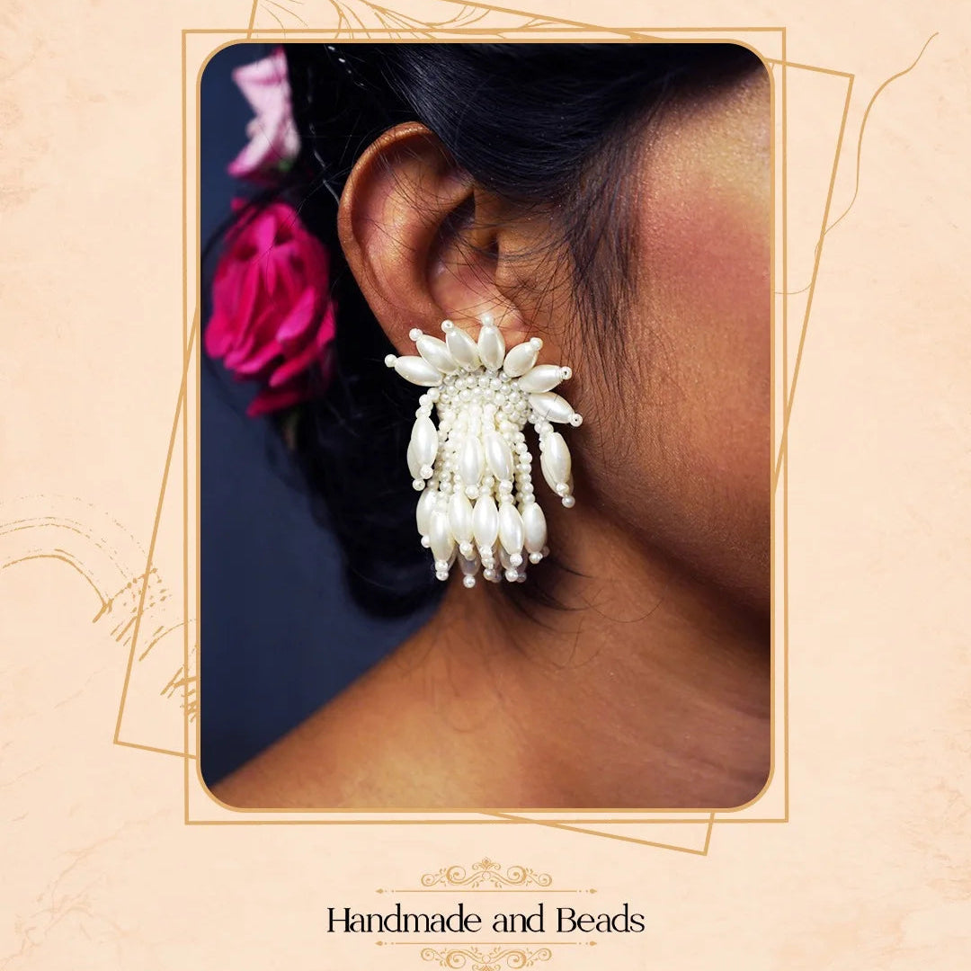 MAEVE FABRIC AND BEADS HANDMADE EARRING/STUDS ER856