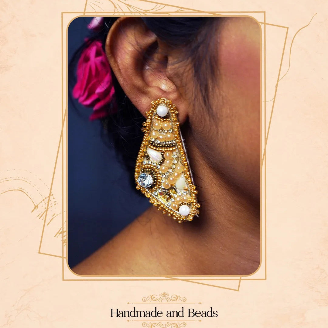 AUTUMN FABRIC AND BEADS HANDMADE EARRING ER858