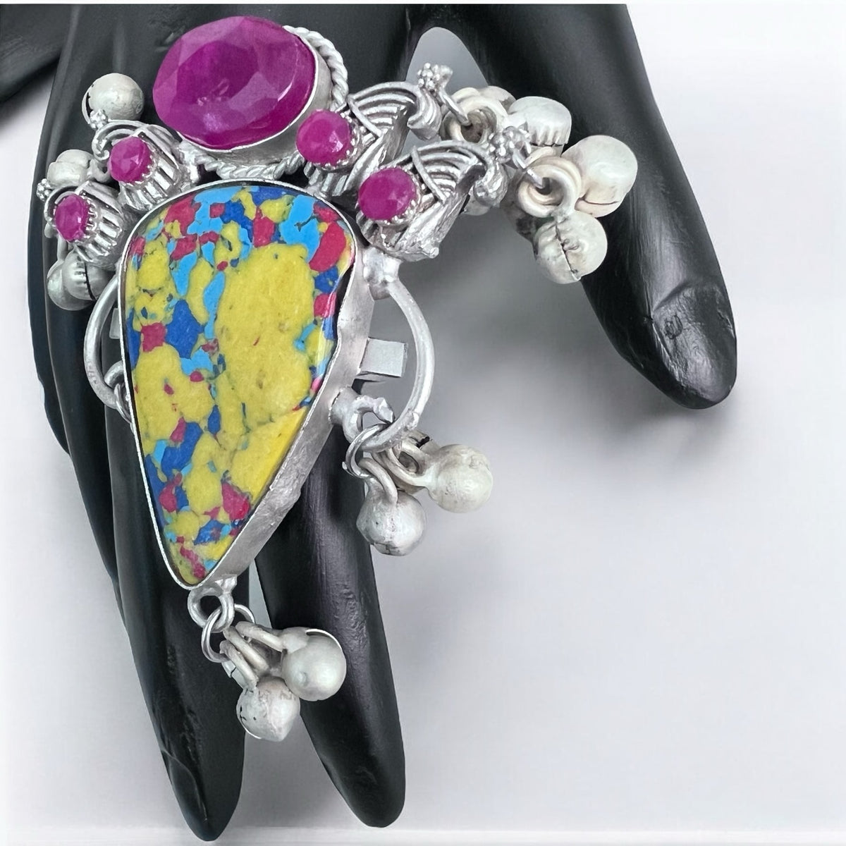 AGANYA PREMIUM HANDMADE NATURAL STONES SILVER POLISH RING R50