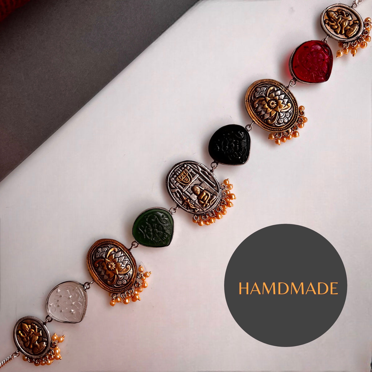 RITHANA BIJOUX PREMIUM AND EXCLUSIVE HAND HAMMERED HANDMADE CHOKER WITH EARRINGS CH101