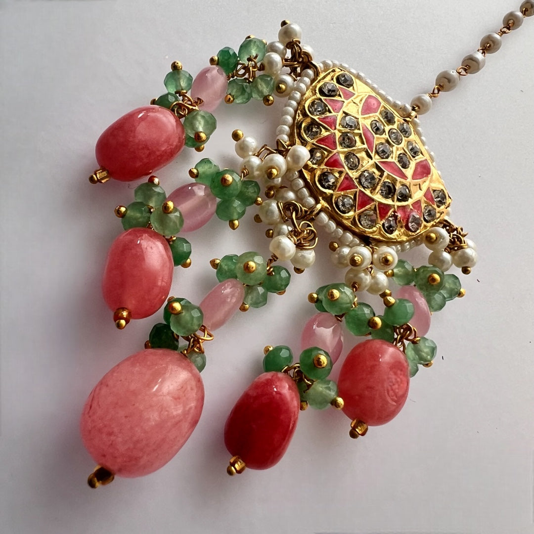 REETHANA BIJOUX PREMIUM HANDMADE CHOKER WITH EARRINGS AND TIKKA CH395