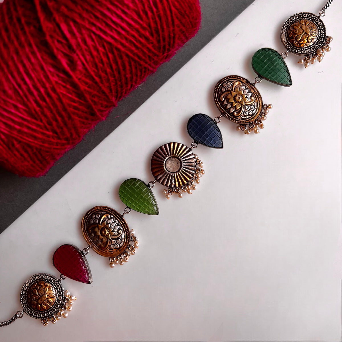 RITHANA BIJOUX PREMIUM AND EXCLUSIVE HAND HAMMERED HANDMADE CHOKER WITH EARRINGS CH101